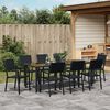 vidaXL Set da Pranzo per Giardino 9 pcs Nero