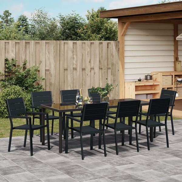 vidaXL Set da Pranzo per Giardino 9 pcs Nero