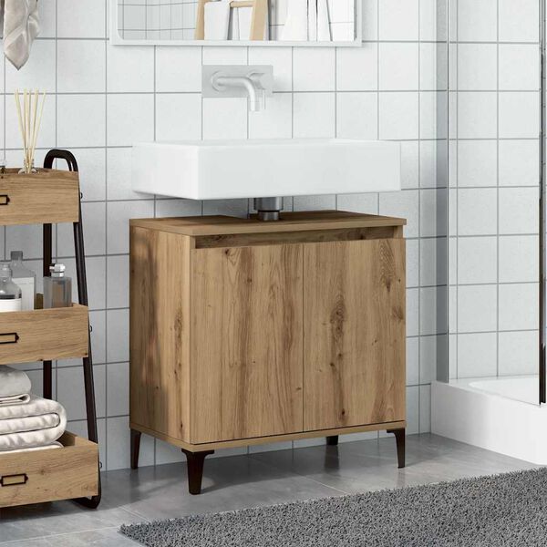vidaXL Mobile Lavabo Rovere Artigianale 58x33x60 cm Legno Multistrato