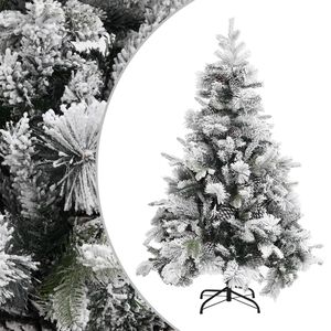 vidaXL Albero di Natale con Neve Floccata e Pigne 150 cm in PVC e PE