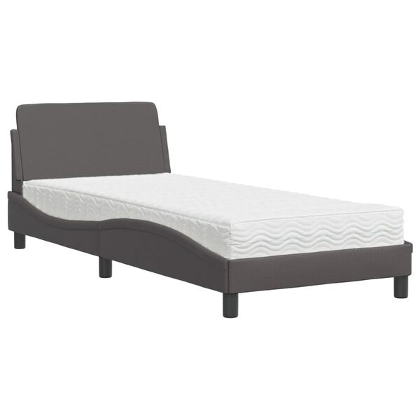 vidaXL Letto con Materasso Dover Grgio 90x200 cm in Similpelle
