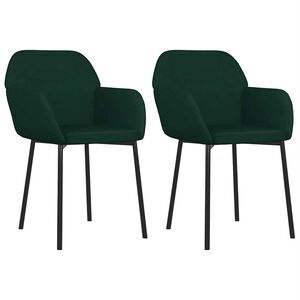 vidaXL Sedie da Pranzo 2 pz Verde Scuro in Velluto