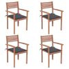 vidaXL Sedie da Giardino 4 pz con Cuscini Antracite Massello di Teak