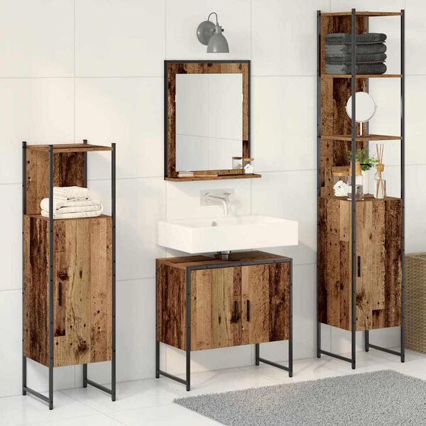 vidaXL Set di mobili per il bagno 4 pcs Marrone 33 x 33 x 185.5 cm