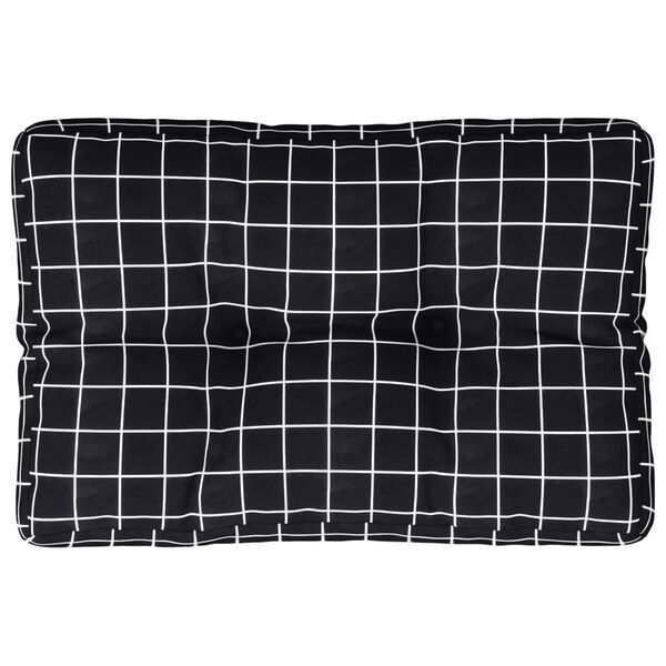vidaXL Cuscino per Pallet Motivo a Quadri Nero 60x40x12 cm in Tessuto