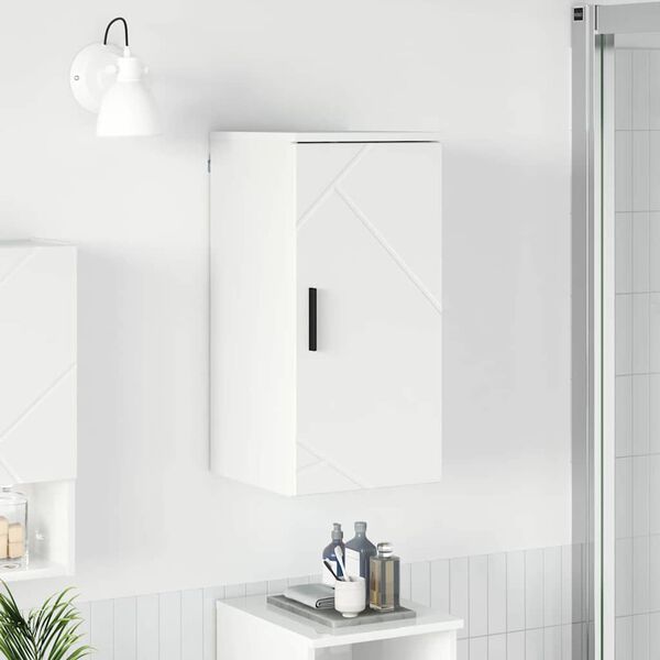 vidaXL Mobile da Bagno con porta Bianco Lucido 30 x 31,5 x 61 cm