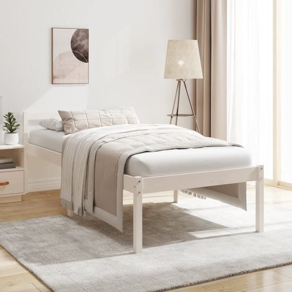 vidaXL Letto per Anziani Bianco 90x200 cm in Legno Massello di Pino