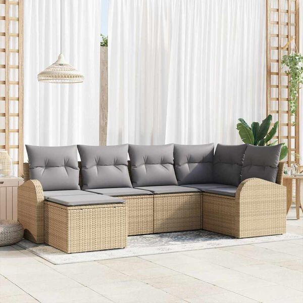 vidaXL Set Divano da Giardino 6 pcs Beige polyrattan