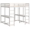 vidaXL Letto Soppalco Scrivania e Scala Bianco 160x200cm Massello Pino