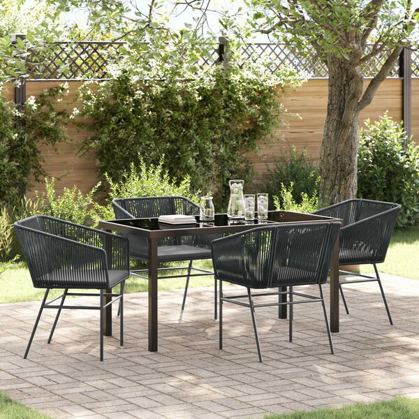vidaXL Set da Pranzo per Giardino con cuscino 5 pcs Nero