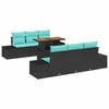 vidaXL Set Divano da Giardino 7 pz Nero Poly Rattan