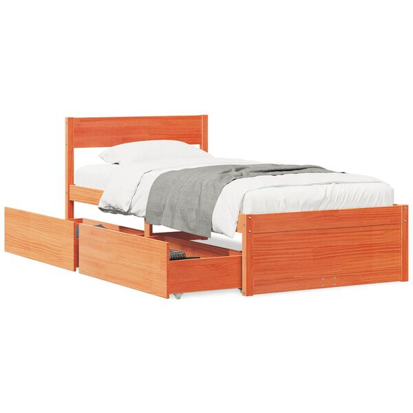 vidaXL Letto senza Materasso Marrone Cera 90x200 cm Legno di Pino