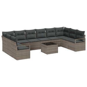 vidaXL Set Divano da Giardino 11 pcs Grigio chiaro polyrattan