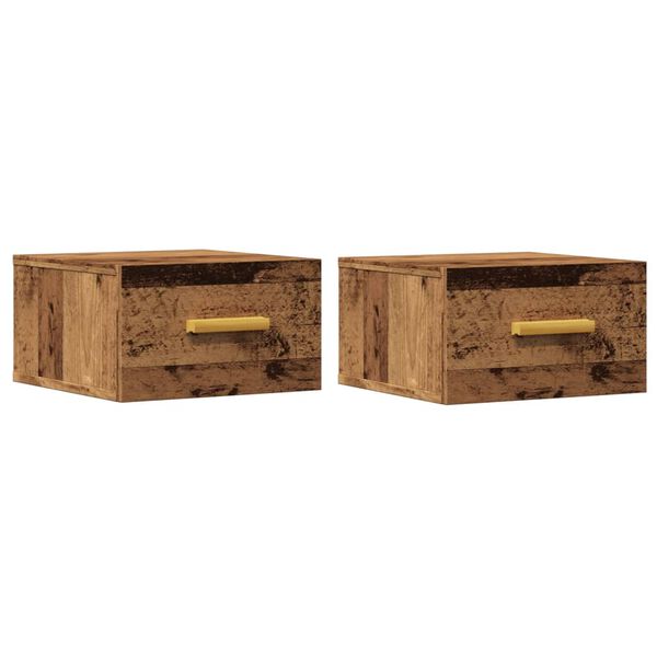 vidaXL Comodini a Muro 2 pz Legno Antico 35x35x20 cm