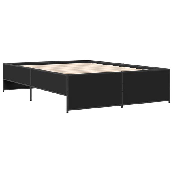 vidaXL Giroletto Nero 140x190 cm in Legno Multistrato e Metallo