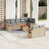 vidaXL Set Divano da Giardino 10 pz con Cuscini Beige in Polyrattan