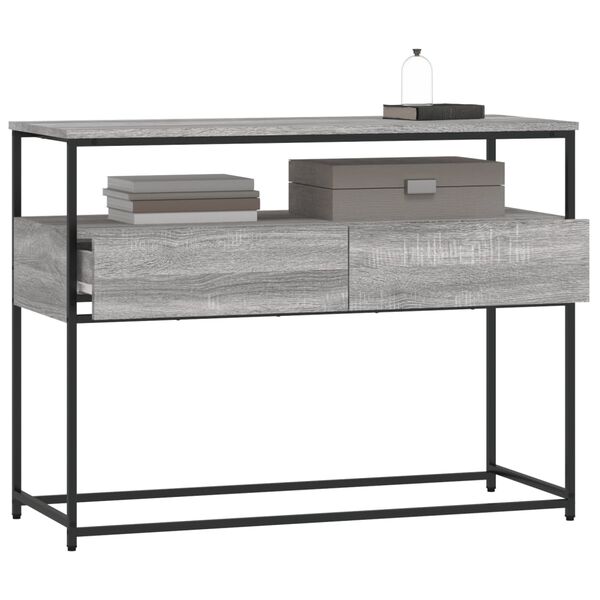vidaXL Tavolino Consolle Grigio Sonoma 100x40x75cm Legno Multistrato
