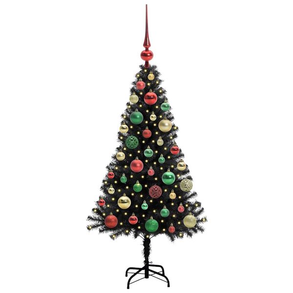 vidaXL Albero di Natale con 150 LED con supporto Nero 120 cm PVC