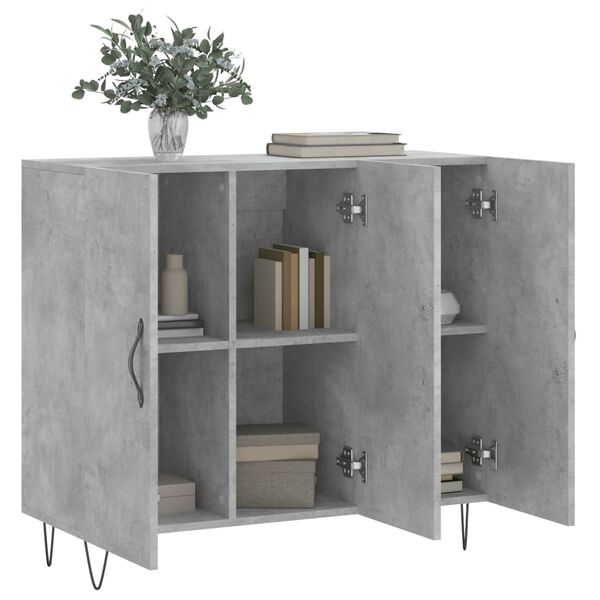 vidaXL Credenza Grigio Cemento 90x34x80 cm in Legno Multistrato