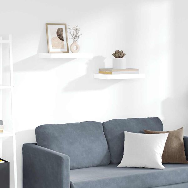 vidaXL Scaffali a Parete 2 pz Bianco Lucido 40x23x3,8 cm in MDF