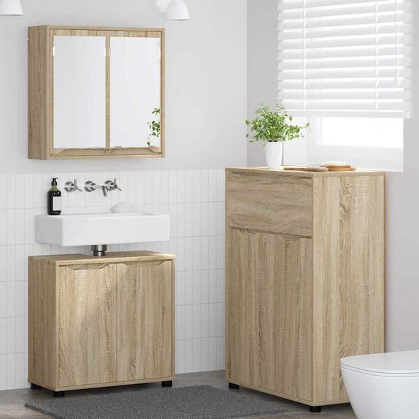 vidaXL Set di mobili per il bagno con cassetto 3 pcs Rovere Sonoma
