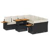 vidaXL Set Divani da Giardino 9 pz con Cuscini Nero Polyrattan Acacia