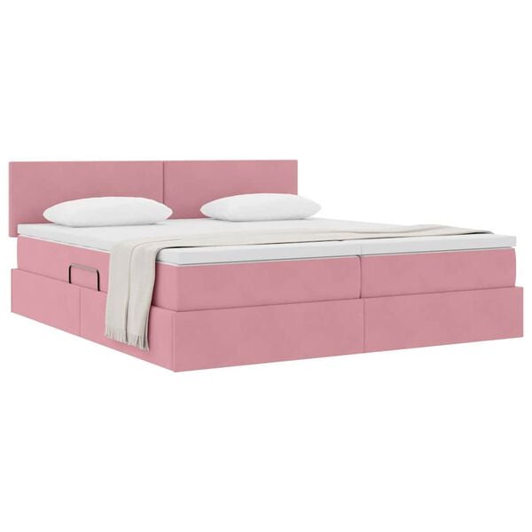 vidaXL Letto con Contenitore con materasso Rosa 100 x 200 cm
