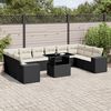 vidaXL Set Divani da Giardino 11 pz con Cuscini in Polyrattan Nero
