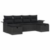 vidaXL Set Divano da Giardino con cuscino 6 pcs Nero Poly Rattan
