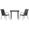 vidaXL Set da Pranzo da Giardino 3 pz Nero in Acciaio e Textilene