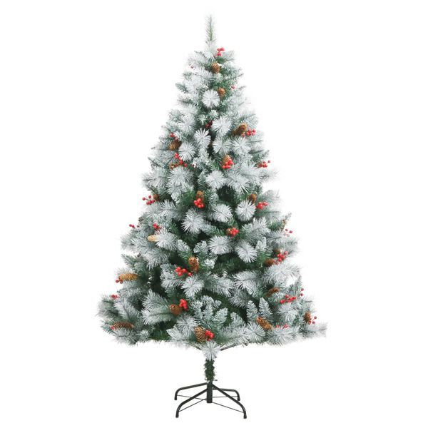 vidaXL Albero Natale Artificiale Incernierato con Pigne e Bacche 180cm