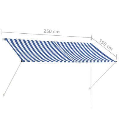 vidaXL Tenda da Sole Retrattile 250x150 cm Blu e Bianco