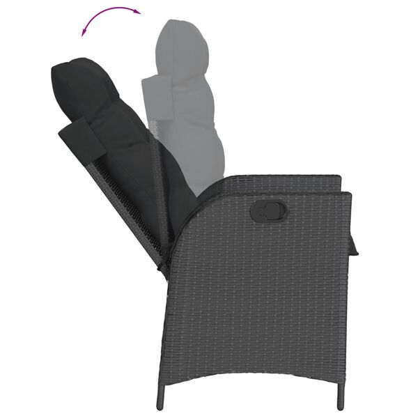 vidaXL Set da Pranzo da Giardino 7 pz Nero con Cuscini in Polyrattan