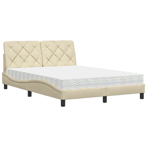vidaXL Letto con Materasso Crema 120x200 cm in Tessuto