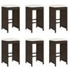 vidaXL Sgabelli Bar da Giardino con Cuscini 6 pz Marroni in Polyrattan