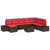 vidaXL Set Divano da Giardino 9 pz Marrone polyrattan