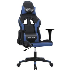 vidaXL Sedia da Gaming Massaggiante Nero e Blu in Similpelle