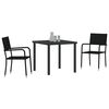 vidaXL Set da Pranzo per Giardino con cuscino 3 pcs Nero polyrattan