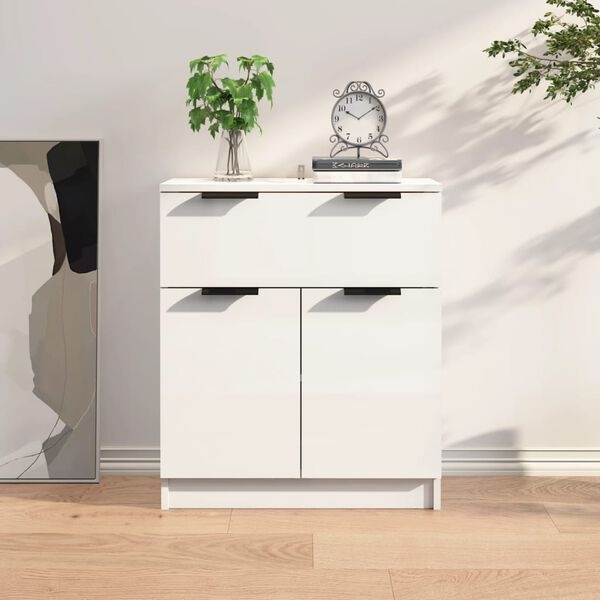 vidaXL Credenza Bianco Lucido 60x30x70 cm in Legno Multistrato