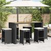 vidaXL Sgabelli Bar da Giardino con Cuscini 6 pz Neri in Polyrattan