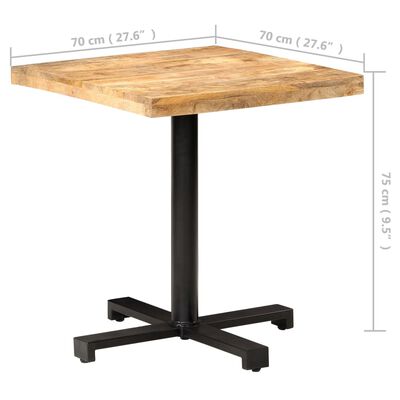 vidaXL Tavolino da Bistrot Quadrato 70x70x75 cm Legno di Mango Grezzo