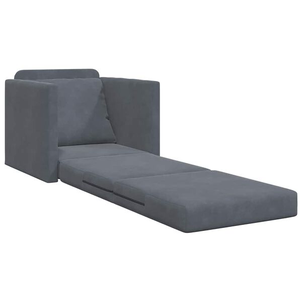 vidaXL Divano letto Grigio scuro 74 x 77 x 81 cm Velluto