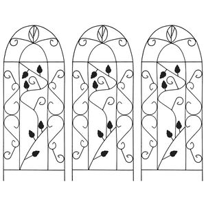 vidaXL Supporti da Giardino per Piante 3 pz Neri 40x100 cm in Ferro