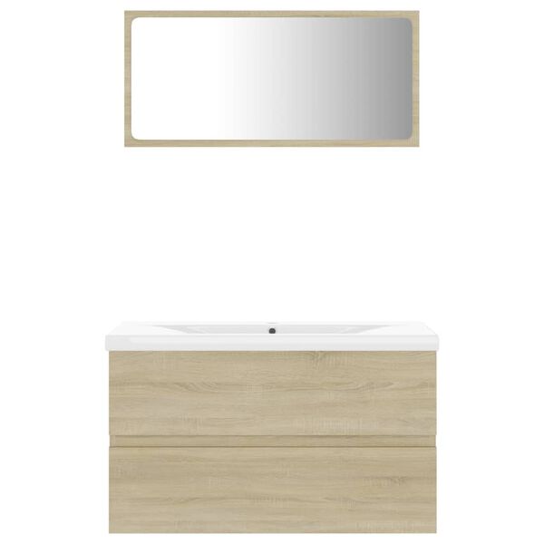 vidaXL Set Mobili da Bagno Rovere Sonoma in Legno Multistrato