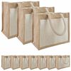 vidaXL Borse in juta con tasca 10 Naturale e Bianco 26 x 22 x 14 cm