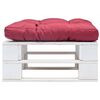 vidaXL Ottomana Pallet da Giardino con Cuscino Rosso in Legno Bianco