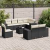 vidaXL Set Divani da Giardino 9 pz con Cuscini Nero in Polyrattan