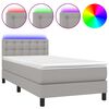 vidaXL Letto a Molle Materasso e LED Grigio Chiaro 80x200 cm Tessuto