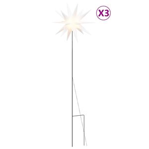 vidaXL Luci di Natale con Picchi e LED 3 pz Pieghevoli Bianche 35 cm