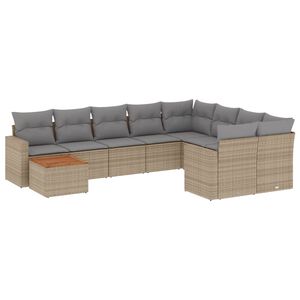 vidaXL Set Divano da Giardino 10 pz con Cuscini Beige in Polyrattan